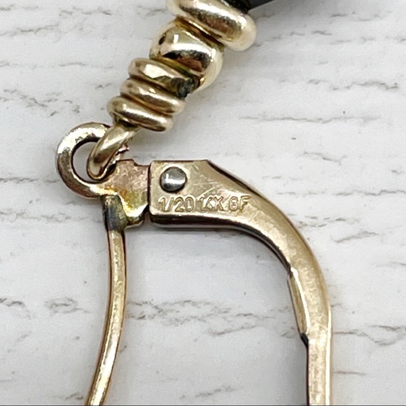 VTG cloisonné and onyx dangle earrings 14k gf - Picture 2 of 3